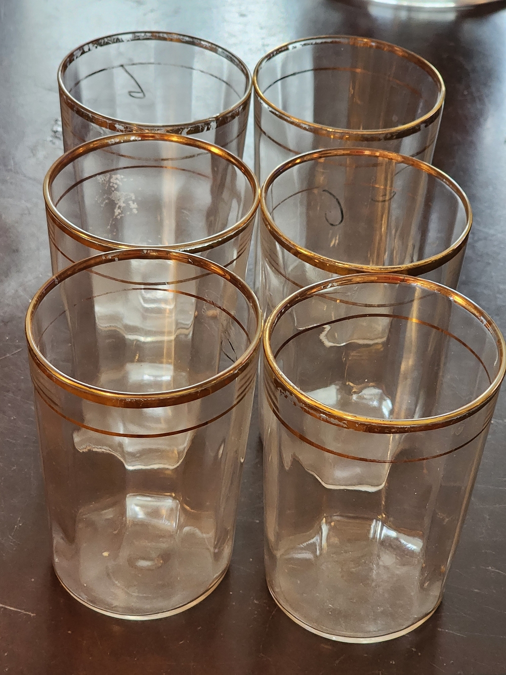 Clear Glass Tumbler Set with Gold Trim (6)